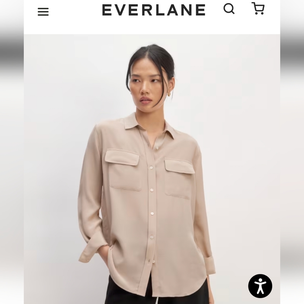 Everlane Butter Yellow The Washable Clean 100% Silk Shirt,US 0